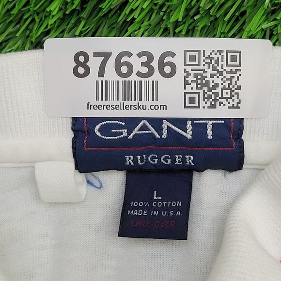 Vintage 90s GANT Rugger MOD Polo Shirt Large 22x29 Stripes USA Made - Picture 5 of 11